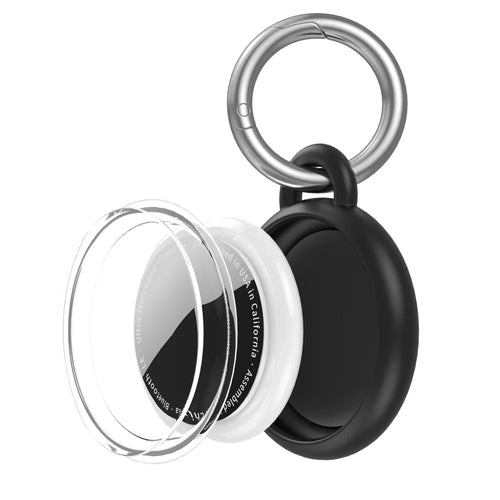 CT29 For Apple AirTag Tracker Waterproof Case Shockproof TPU Protective Cover with Hook - Black - 1