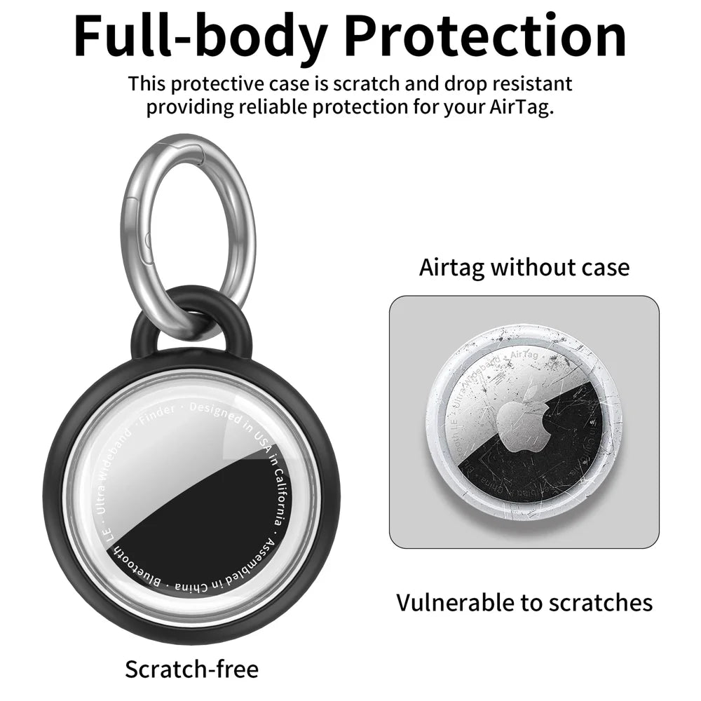 CT29 For Apple AirTag Tracker Waterproof Case Shockproof TPU Protective Cover with Hook - Black - 2
