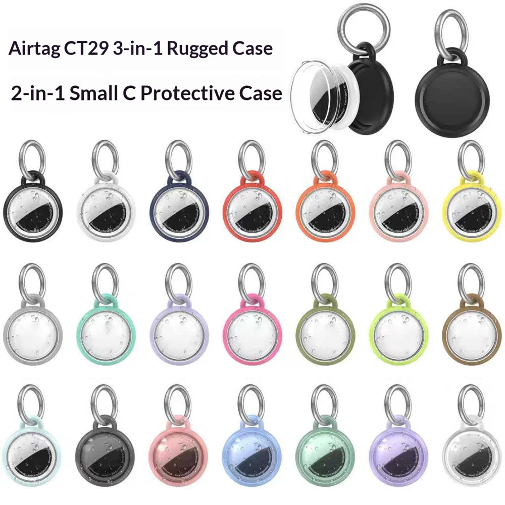CT29 For Apple AirTag Tracker Waterproof Case Shockproof TPU Protective Cover with Hook - Black - 7