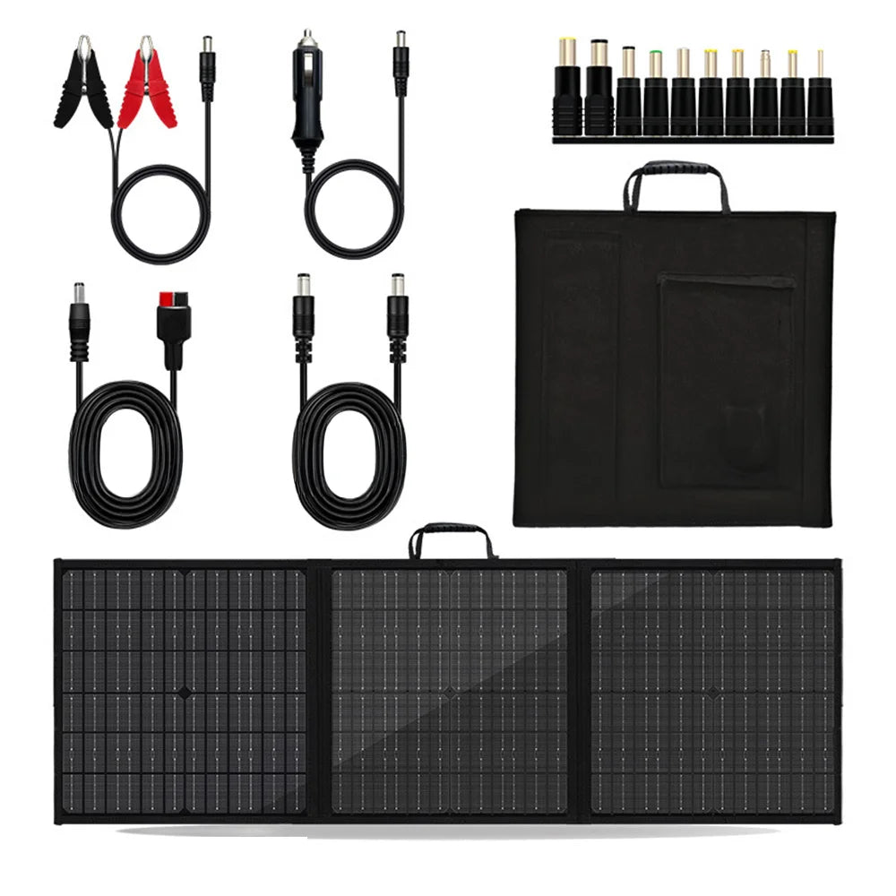 100W Portable Solar Panel Charger for Camping / Hiking 3-Fold Design IP65 Waterproof Solar Charger - Black - 1