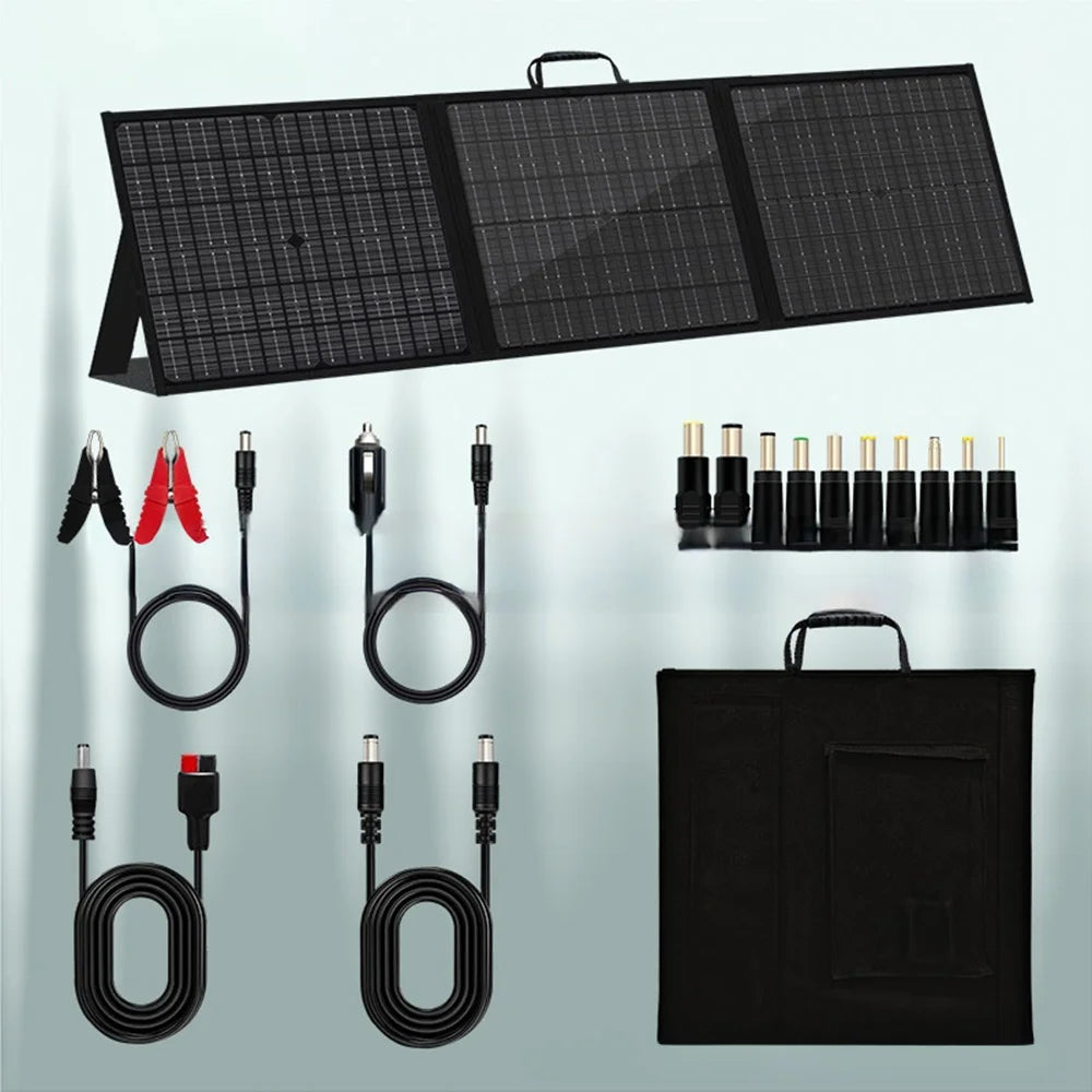 100W Portable Solar Panel Charger for Camping / Hiking 3-Fold Design IP65 Waterproof Solar Charger - Black - 2