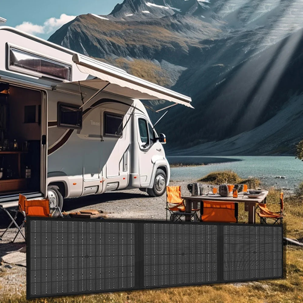 100W Portable Solar Panel Charger for Camping / Hiking 3-Fold Design IP65 Waterproof Solar Charger - Black - 5