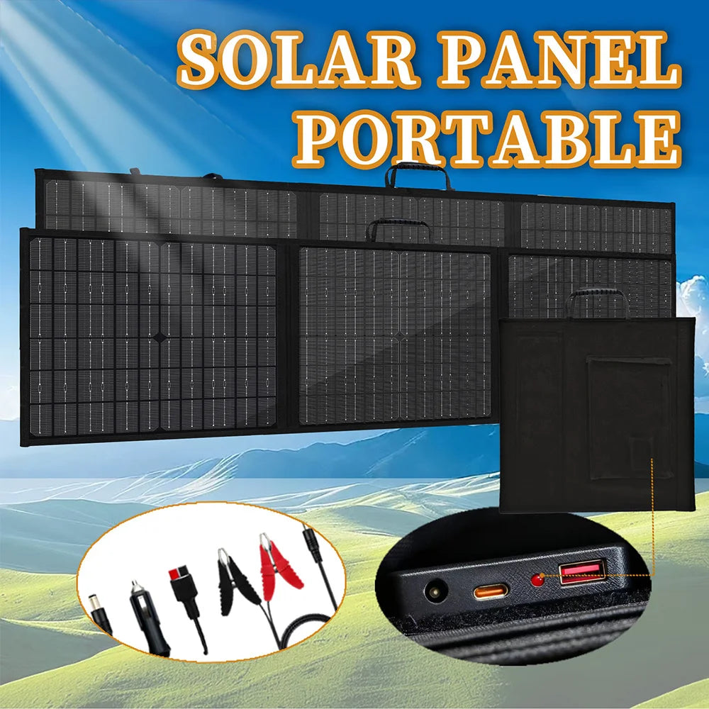 100W Portable Solar Panel Charger for Camping / Hiking 3-Fold Design IP65 Waterproof Solar Charger - Black - 6
