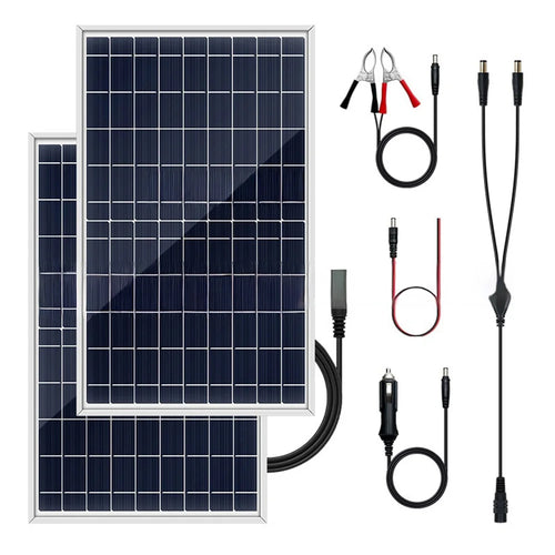 2Pcs Portable 10W Aluminum Frame Solar Panel Kit IP65 Waterproof Outdoor Power Supply for Camping / RV - 1