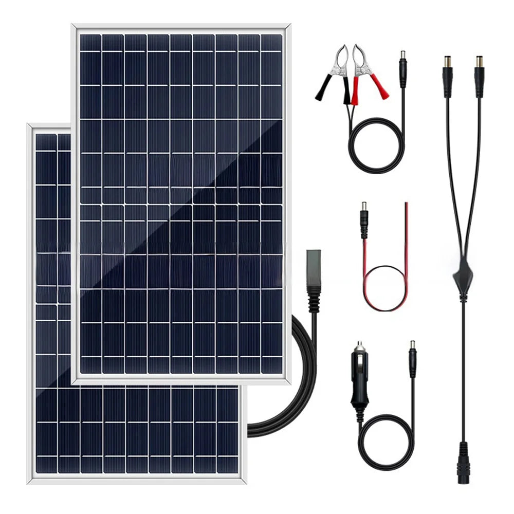 2Pcs Portable 10W Aluminum Frame Solar Panel Kit IP65 Waterproof Outdoor Power Supply for Camping / RV - 1