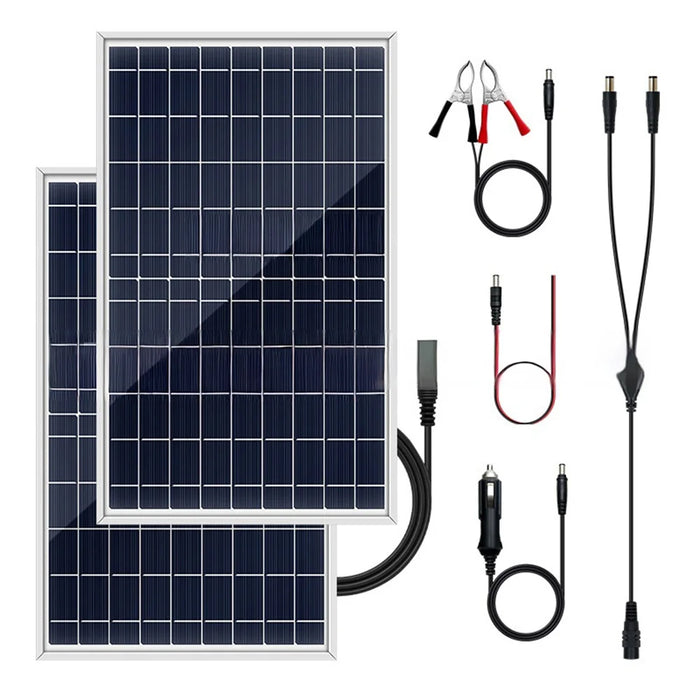 2Pcs Portable 10W Aluminum Frame Solar Panel Kit IP65 Waterproof Outdoor Power Supply for Camping / RV - 1