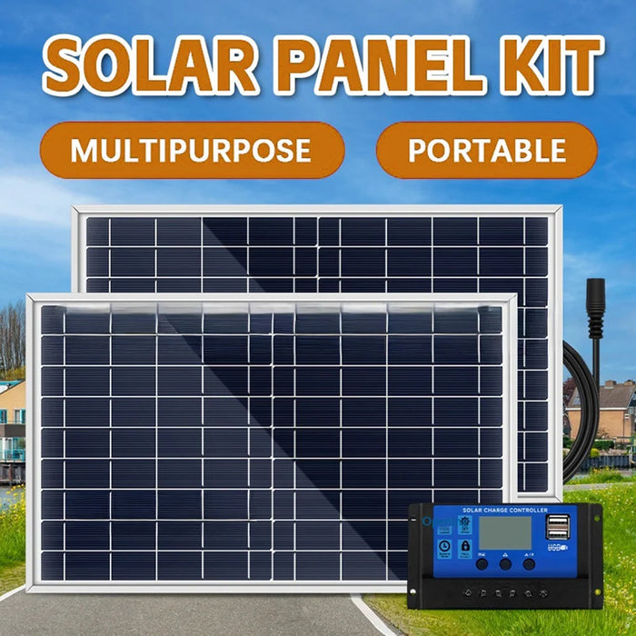 2Pcs Portable 10W Aluminum Frame Solar Panel Kit IP65 Waterproof Outdoor Power Supply for Camping / RV - 2