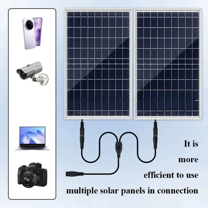 2Pcs Portable 10W Aluminum Frame Solar Panel Kit IP65 Waterproof Outdoor Power Supply for Camping / RV - 3