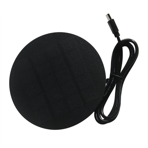 110mm Round Solar Panel 1.2W 5V Portable Solar Charger with Type-C Output for Phone/Light/Fan - 1