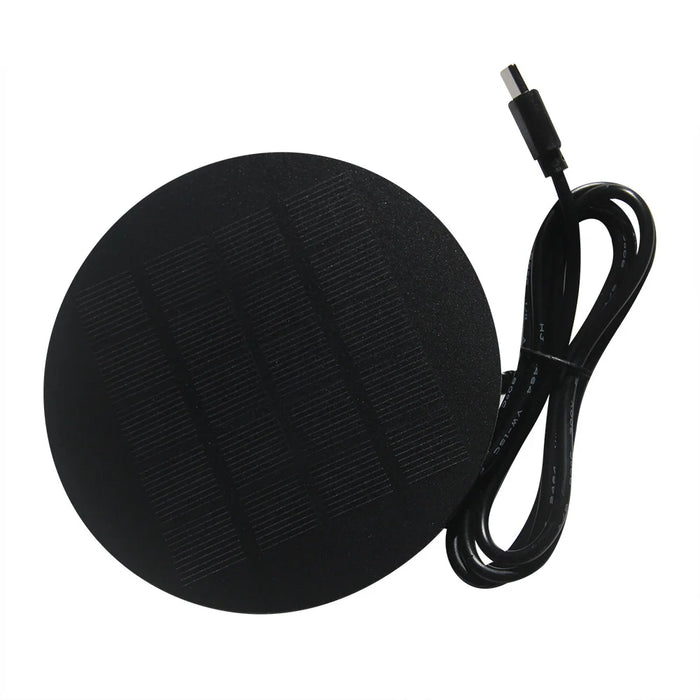 110mm Round Solar Panel 1.2W 5V Portable Solar Charger with Type-C Output for Phone/Light/Fan - 1