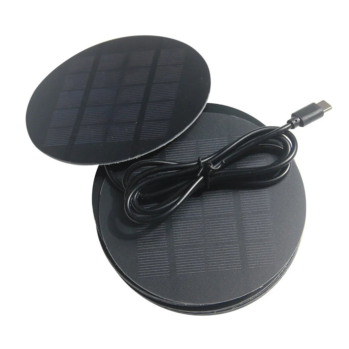 110mm Round Solar Panel 1.2W 5V Portable Solar Charger with Type-C Output for Phone/Light/Fan - 4