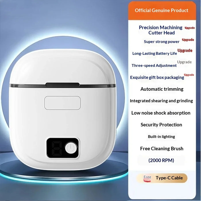 Electric Nail Trimmer for Adults Children 3 Gears Adjustable USB Rechargeable Automatic Nail Clipper - White - 2