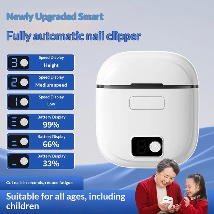 Electric Nail Trimmer for Adults Children 3 Gears Adjustable USB Rechargeable Automatic Nail Clipper - White - 3