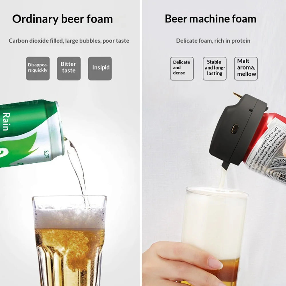 STAR COMPASS BEER-F2 Ultrasonic Beer Foamer for Canned Beer Portable Vibration Foam Maker Creamy Head Enhancer - Black - 7