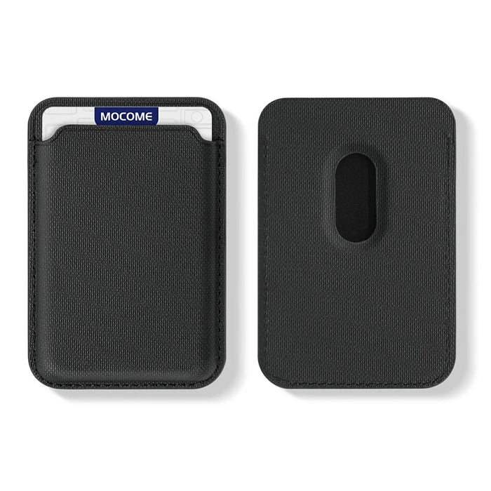 Magnetic Phone Card Holder RFID Blocking Grid Texture Leather Mobile Phone Back Card Case - Black - 2