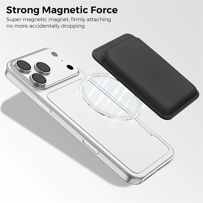 Magnetic Phone Card Holder RFID Blocking Grid Texture Leather Mobile Phone Back Card Case - Black - 3