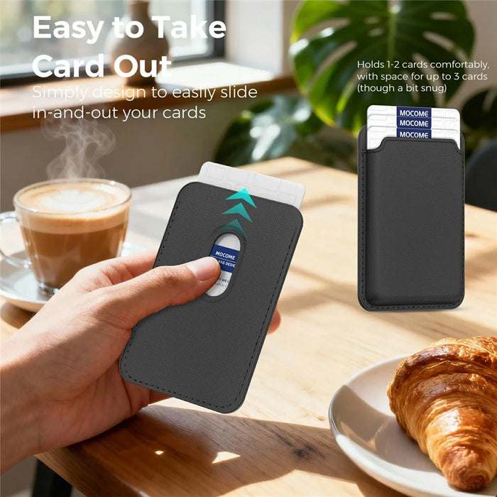 Magnetic Phone Card Holder RFID Blocking Grid Texture Leather Mobile Phone Back Card Case - Black - 5