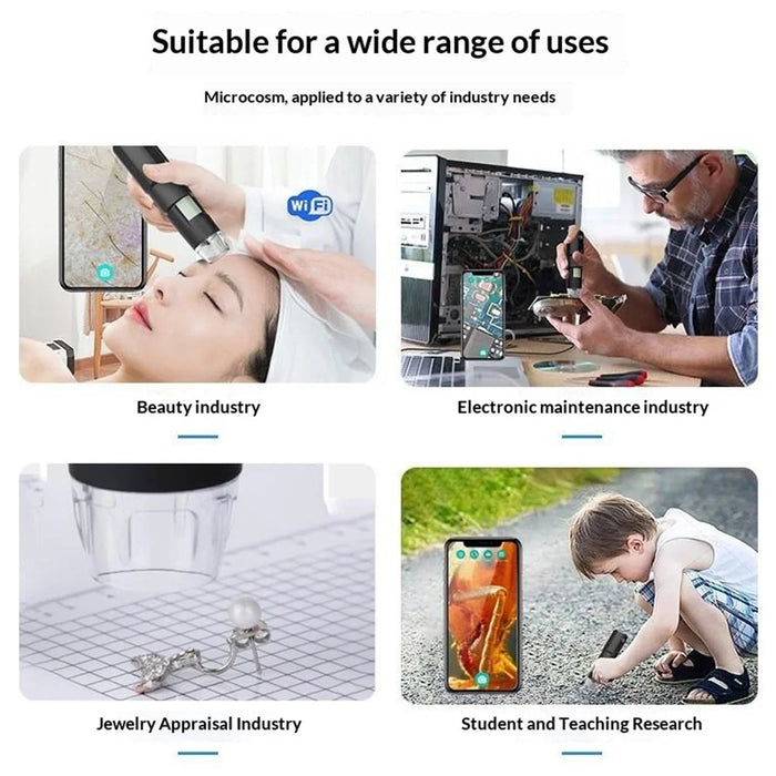 314 WiFi Digital Microscope 1000x Magnification Skin Beauty Detection Device LED Wireless Magnifier - Black - 5