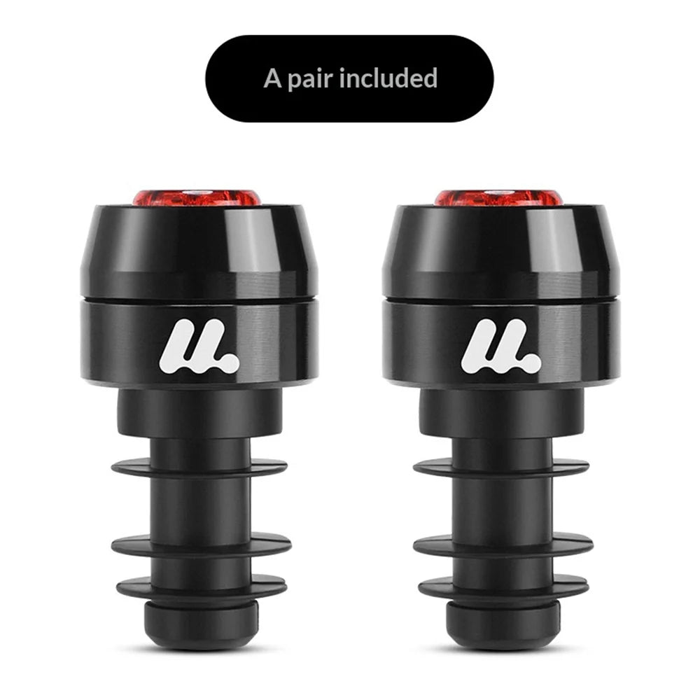 WEST BIKING YP0701502 1Pair Bicycle Handlebar End Lights 3 Modes LED Safety Warning Lamp Aluminum Alloy Waterproof Turn Signals - Black - 2