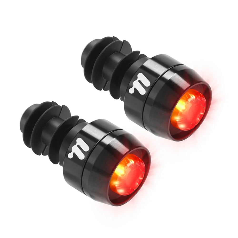 WEST BIKING YP0701502 1Pair Bicycle Handlebar End Lights 3 Modes LED Safety Warning Lamp Aluminum Alloy Waterproof Turn Signals - Black - 3