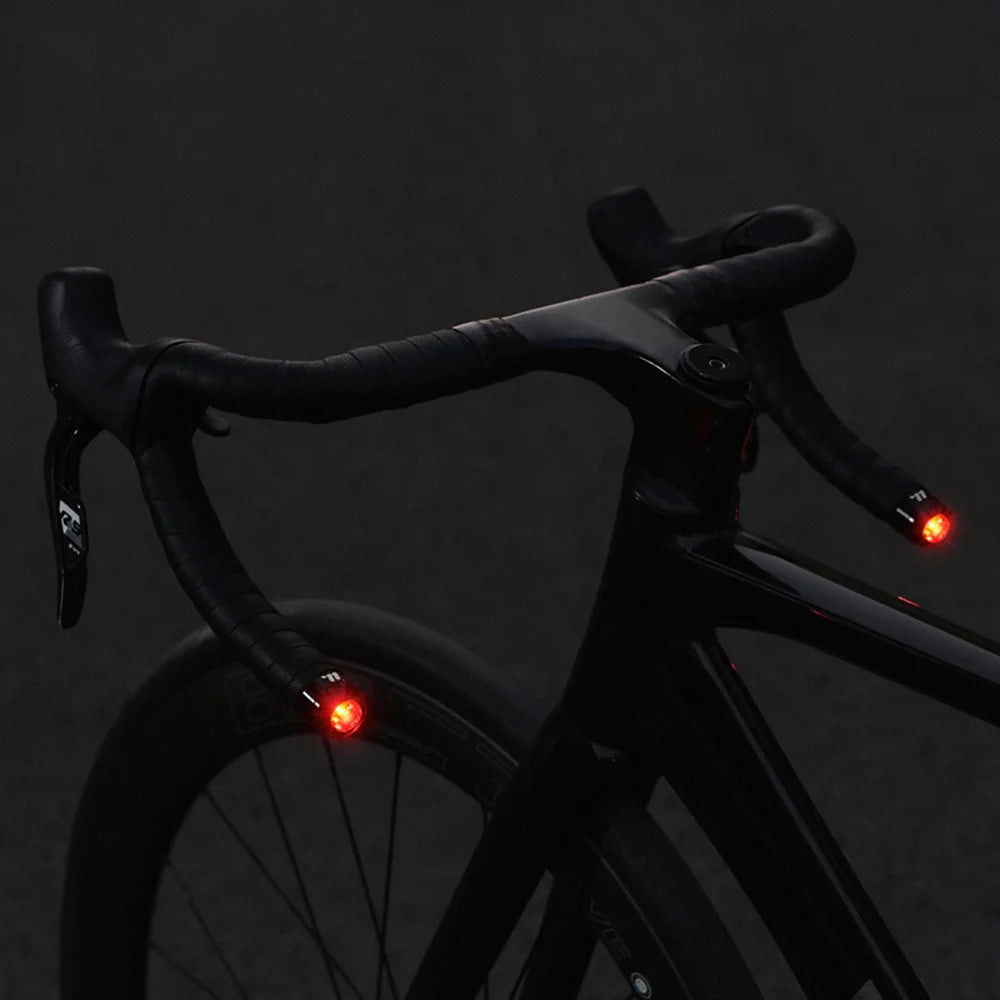 WEST BIKING YP0701502 1Pair Bicycle Handlebar End Lights 3 Modes LED Safety Warning Lamp Aluminum Alloy Waterproof Turn Signals - Black - 4