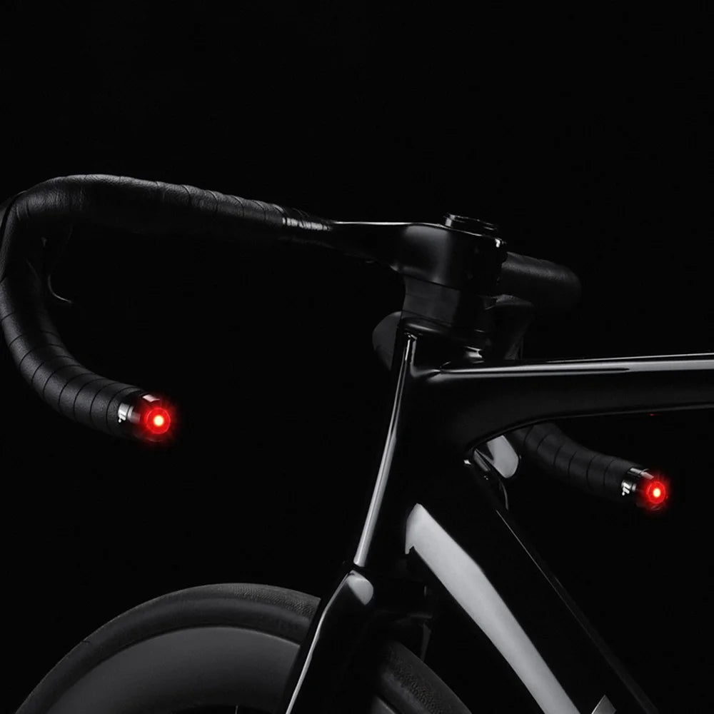 WEST BIKING YP0701502 1Pair Bicycle Handlebar End Lights 3 Modes LED Safety Warning Lamp Aluminum Alloy Waterproof Turn Signals - Black - 6