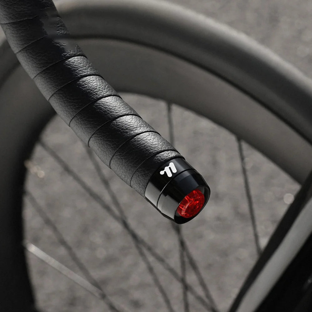 WEST BIKING YP0701502 1Pair Bicycle Handlebar End Lights 3 Modes LED Safety Warning Lamp Aluminum Alloy Waterproof Turn Signals - Black - 7