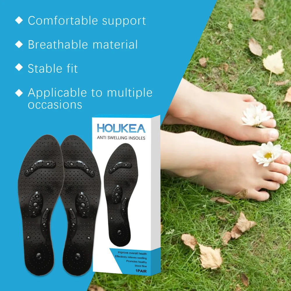 HOUKEA 1 Pair Anti-Swelling Insoles Magnetic Stones Massage Pressure Relief Foot Care Shoe Inserts - 1 Pair - 3