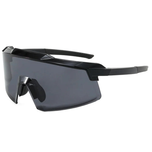 8699 Semi-rimless Frame Sports Sunglasses for Cycling Driving UV400 Protection Windproof Outdoor Eyewear - Black Frame Grey Lens - 1
