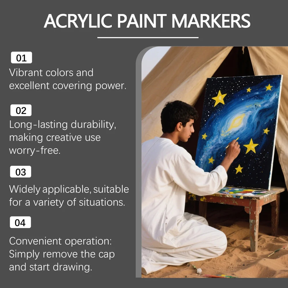 NOTEORY 12Pcs Acrylic Paint Markers Set for DIY Crafts Art Projects Rock Painting - 12-Piece Set - 5