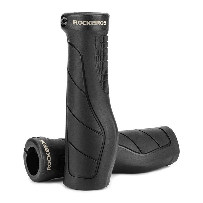ROCKBROS G326PL Bike Handlebar Grips Shock Absorbing Lock-On Handle Grips for Mountain Road Bicycle - Black - 1