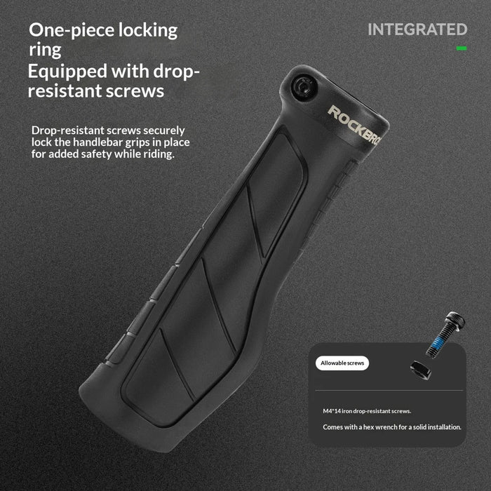 ROCKBROS G326PL Bike Handlebar Grips Shock Absorbing Lock-On Handle Grips for Mountain Road Bicycle - Black - 3
