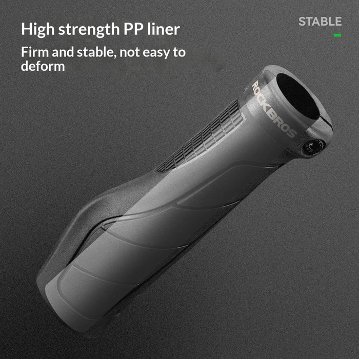 ROCKBROS G326PL Bike Handlebar Grips Shock Absorbing Lock-On Handle Grips for Mountain Road Bicycle - Black - 5