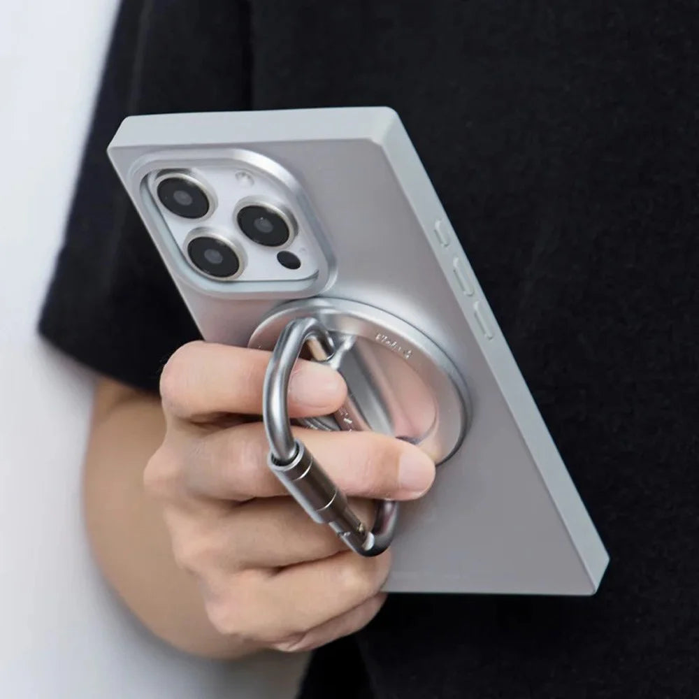 WAKCAS Carabiner Shaped Metal Magnetic Phone Stand Holder 180 Degree Adjustable Kickstand - Silver - 3