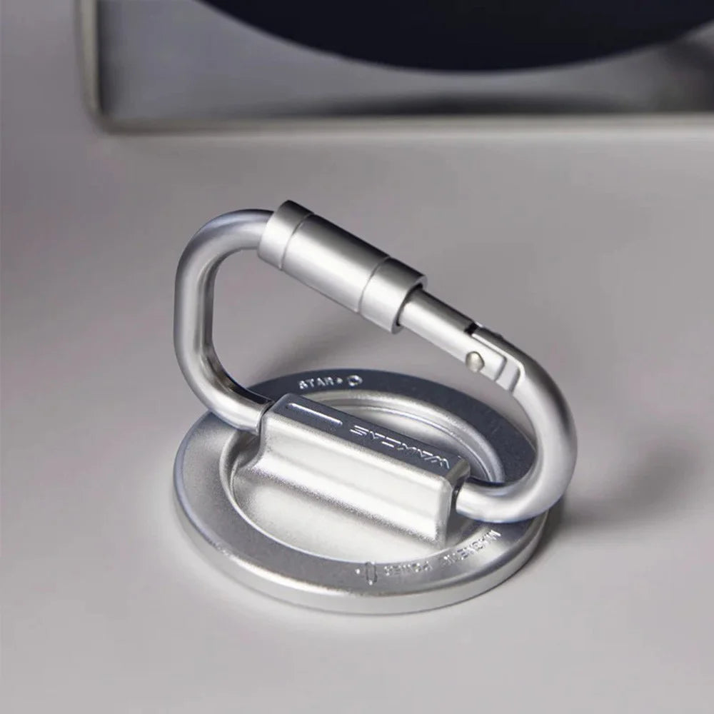 WAKCAS Carabiner Shaped Metal Magnetic Phone Stand Holder 180 Degree Adjustable Kickstand - Silver - 5