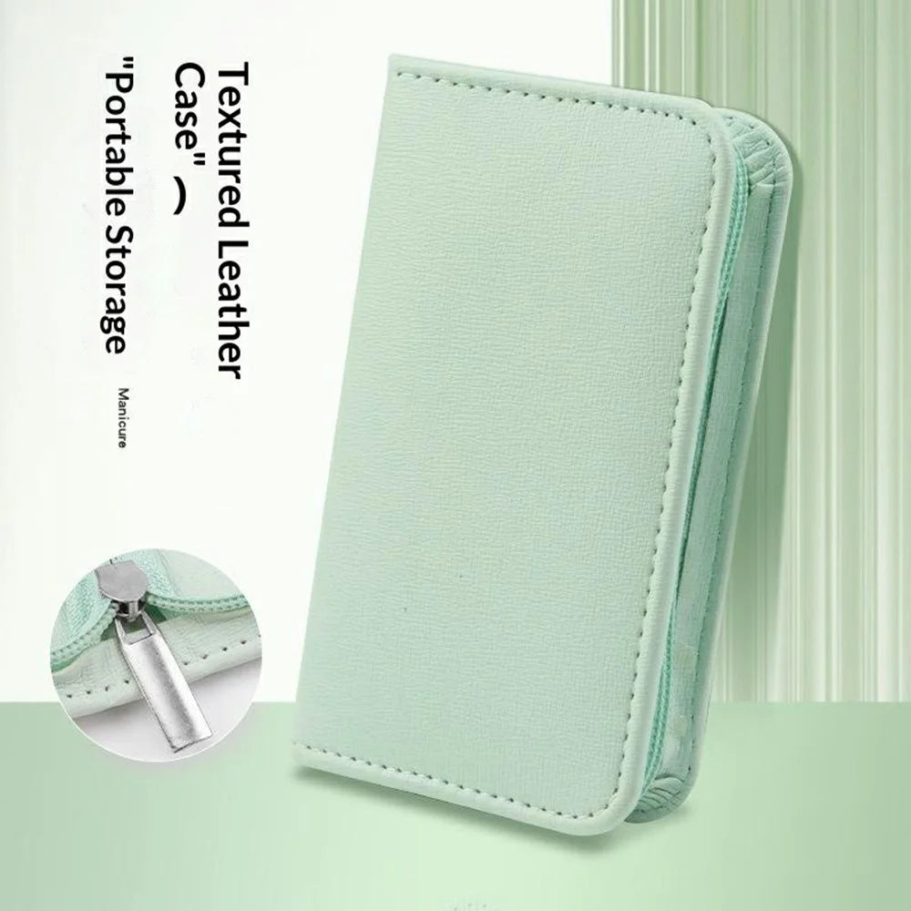 22Pcs Multi-Function Manicure Pedicure Kit Stainless Steel Nail Clipper Cuticle Pusher with Leather Case - Green - 6