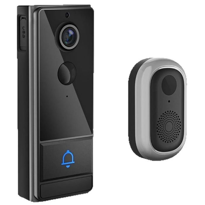 M18 Wireless Video Doorbell Camera Two Way Audio IP65 Waterproof Remote Monitor (with Memory Storage) - Black - 1