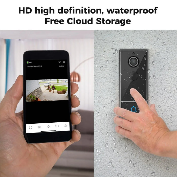 M18 Wireless Video Doorbell Camera Two Way Audio IP65 Waterproof Remote Monitor (with Memory Storage) - Black - 5