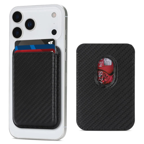 Carbon Fiber Texture Magnetic Wallet Phone Back Card Holder - Carbon Fiber Texture - 1