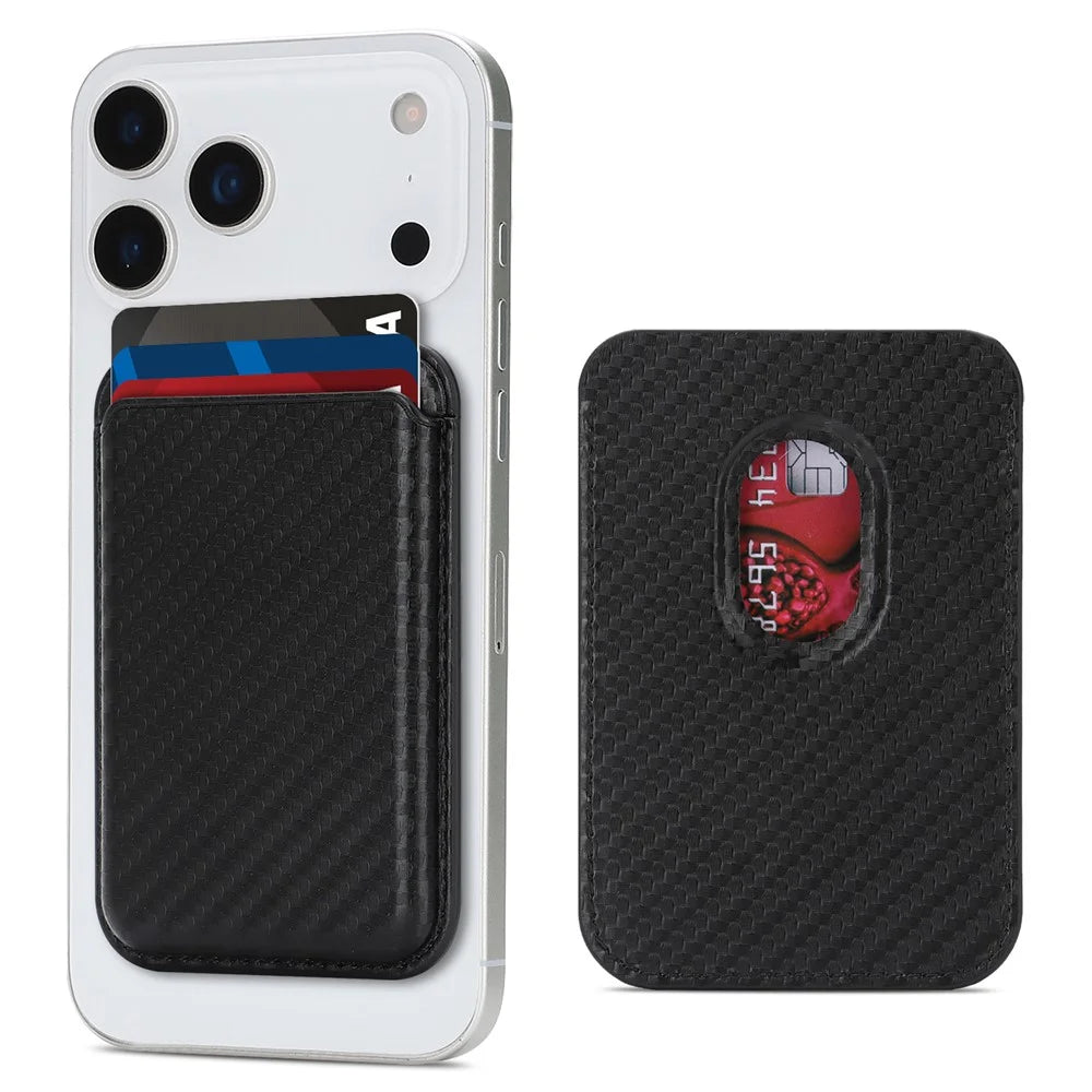 Carbon Fiber Texture Magnetic Wallet Phone Back Card Holder - Carbon Fiber Texture - 1