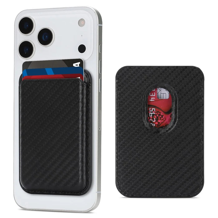 Carbon Fiber Texture Magnetic Wallet Phone Back Card Holder - Carbon Fiber Texture - 1