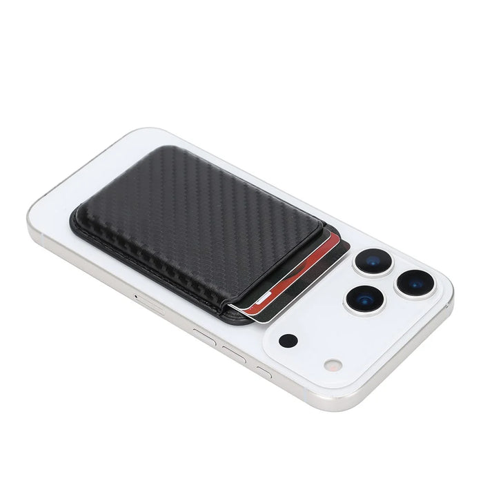 Carbon Fiber Texture Magnetic Wallet Phone Back Card Holder - Carbon Fiber Texture - 4