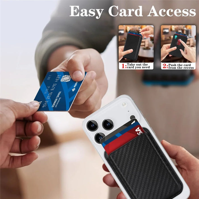 Carbon Fiber Texture Magnetic Wallet Phone Back Card Holder - Carbon Fiber Texture - 7