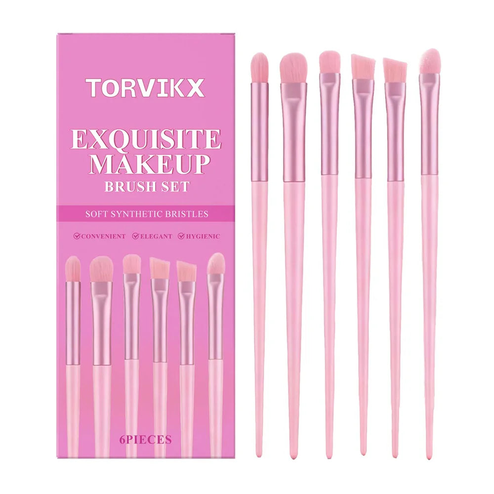 TORVIKX 6Pcs Multi-function Makeup Brushes Soft Synthetic Fiber Foundation Eyebrow Brushes Set - Pink - 1