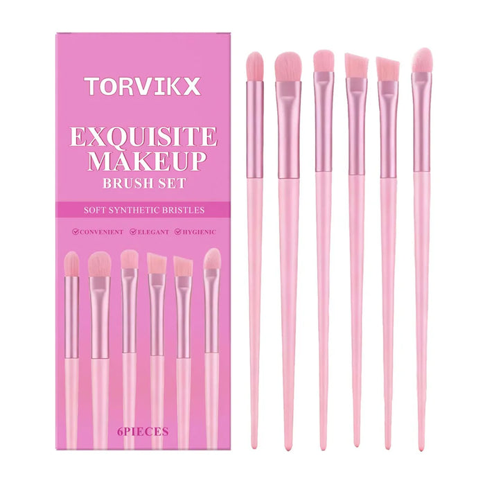 TORVIKX 6Pcs Multi-function Makeup Brushes Soft Synthetic Fiber Foundation Eyebrow Brushes Set - Pink - 1