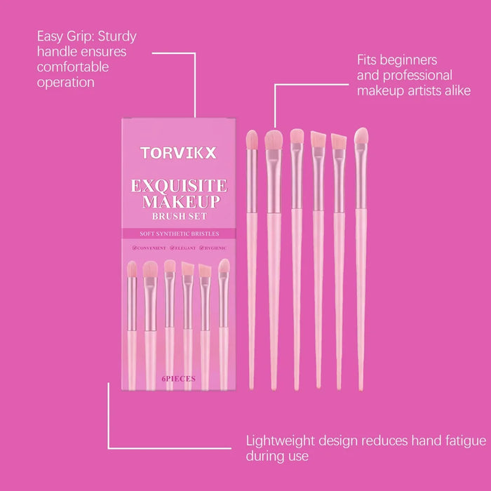 TORVIKX 6Pcs Multi-function Makeup Brushes Soft Synthetic Fiber Foundation Eyebrow Brushes Set - Pink - 4