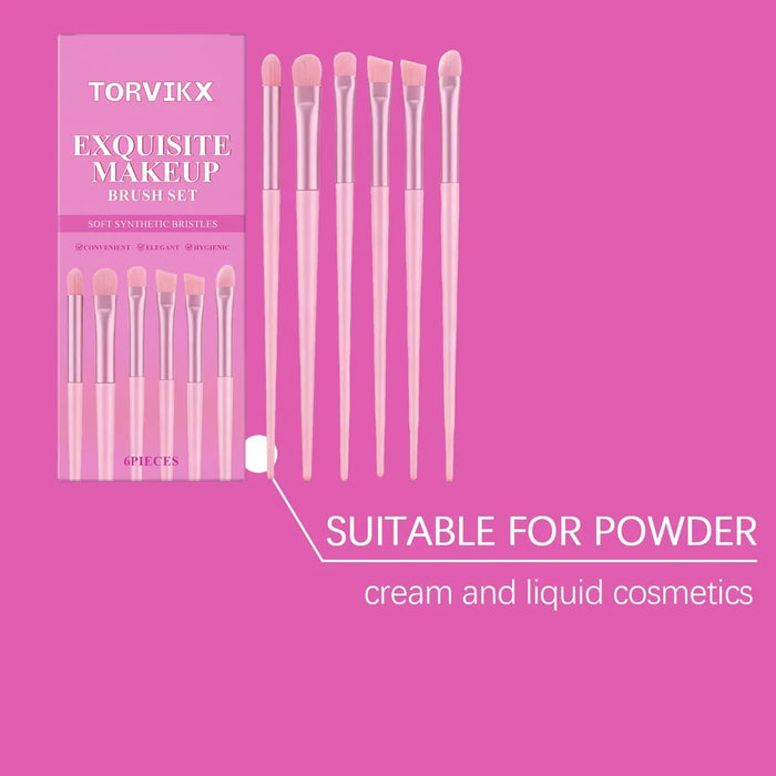 TORVIKX 6Pcs Multi-function Makeup Brushes Soft Synthetic Fiber Foundation Eyebrow Brushes Set - Pink - 5