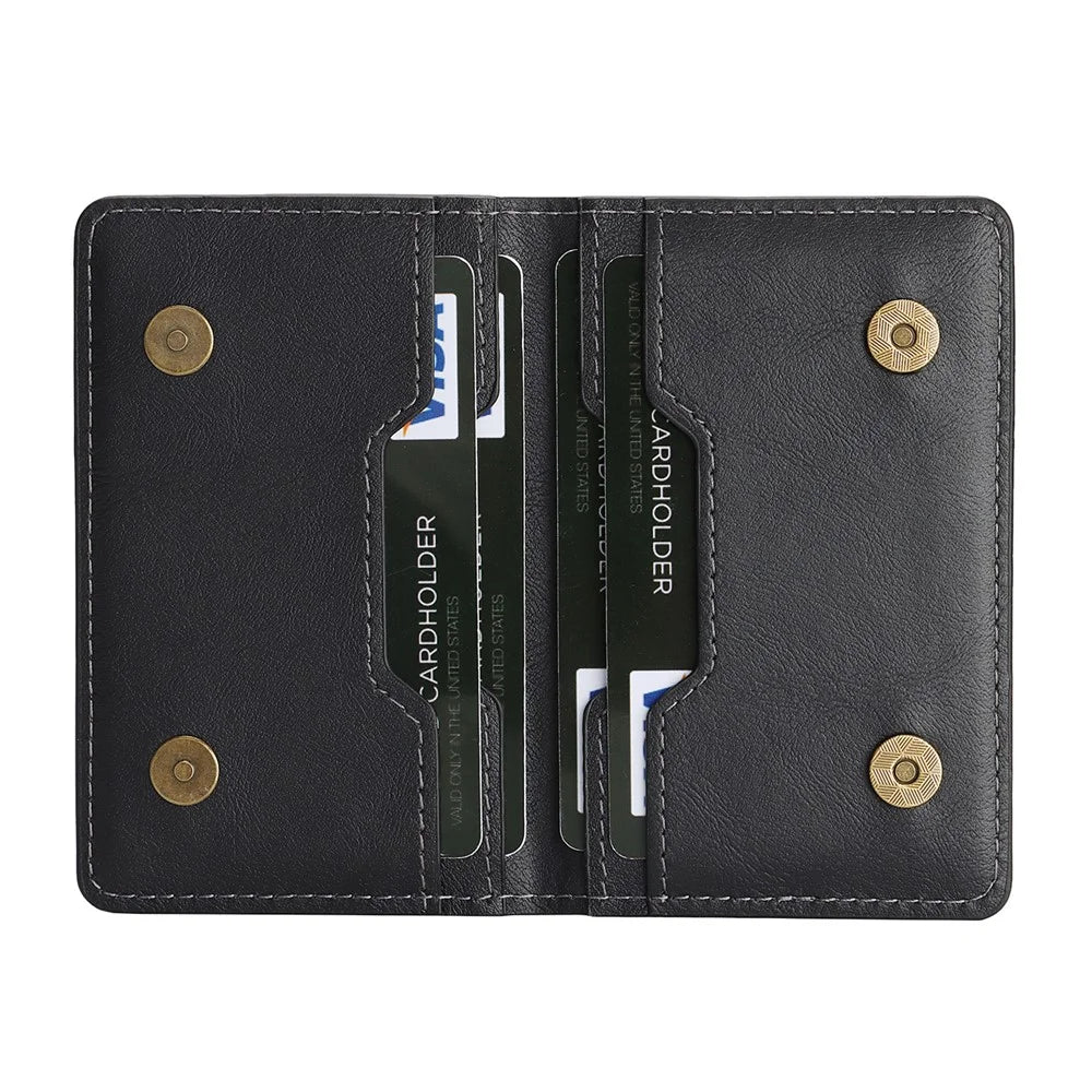 Magnetic Card Holder Wallet Compatible with MagSafe Foldable Stand PU Leather Card Case - Black - 2