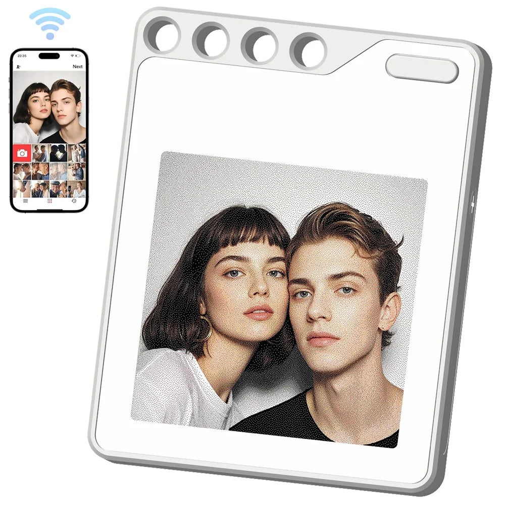 F10 Mini Locator Key Ring with 1.54 Inch E-Ink Display Bluetooth-compatible Item Finder for Luggage Keys Bags - White - 1