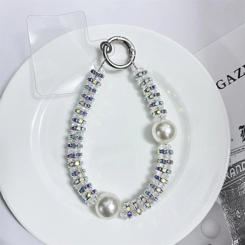 11cm Phone Chain Crystal Rhinestone Pearl Lanyard Phone Strap with Metal Clasp for Mobile Accessories - 1